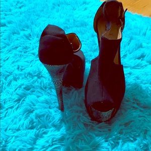 Black and white heels